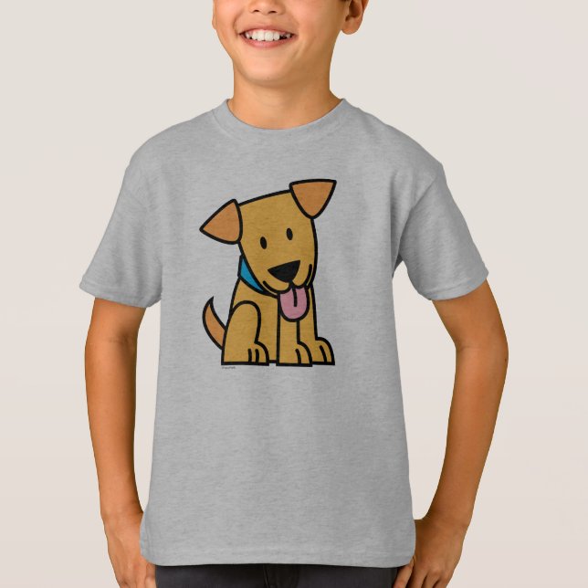 Labrador-Retrieverwelpenhund sitzen goldenen T-Shirt (Vorderseite)