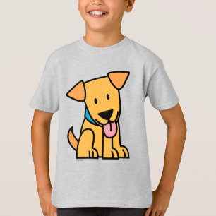 Labrador-Retrieverwelpenhund sitzen goldenen T-Shirt