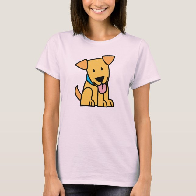 Labrador-Retrieverwelpenhund sitzen goldenen T-Shirt (Vorderseite)