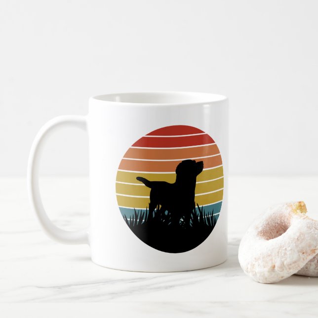 Labrador Retro Sunset Kaffeetasse (Mit Donut)