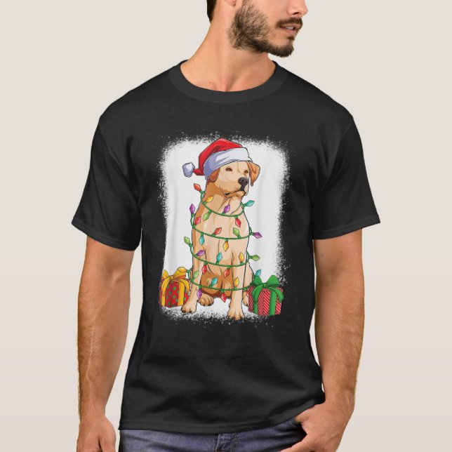 Labrador Santa With Christmas Tree Lights Xmas Boy T-Shirt (Vorderseite)