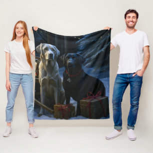 Labrador Schneeschlitten Weihnachtsdekoration  Fleecedecke