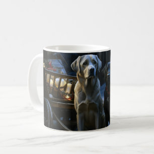 Labrador Schneeschlitten Weihnachtsdekoration  Kaffeetasse