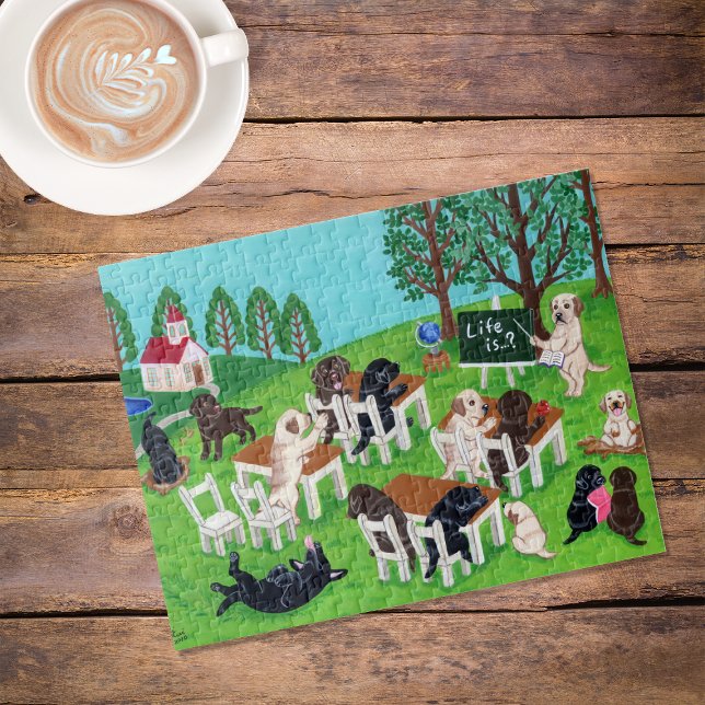 Labrador School Puzzle (Labrador School Jigsaw Puzzle featuring Labs in action during class in the fresh air.)