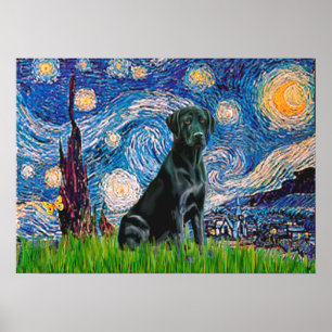 Labrador (schwarz) - Sternennacht Poster