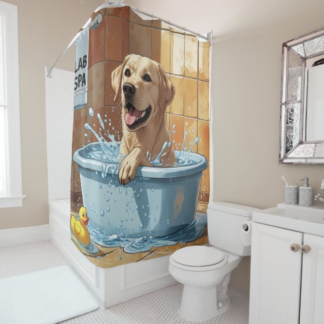 Labrador Sloppy Sleepy Niedlich Funny Duschvorhang (Beispiel)