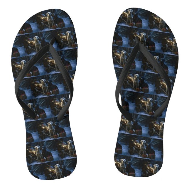 Labrador Snowy Sleigh Weihnachtsdekor Flip Flops (Fußbett)