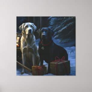 Labrador Snowy Sleigh Weihnachtsdekor Leinwanddruck