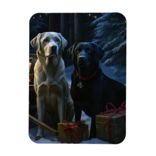 Labrador Snowy Sleigh Weihnachtsdekor Magnet