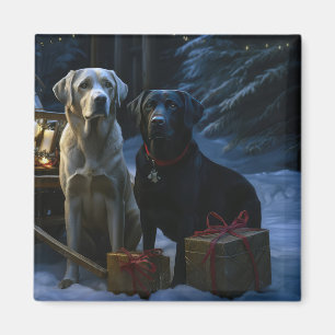 Labrador Snowy Sleigh Weihnachtsdekor Magnet