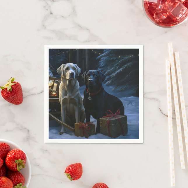 Labrador Snowy Sleigh Weihnachtsdekor Serviette (Beispiel)