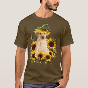 Labrador Sonnenblume Schmetterling Niedlicher Hund T-Shirt