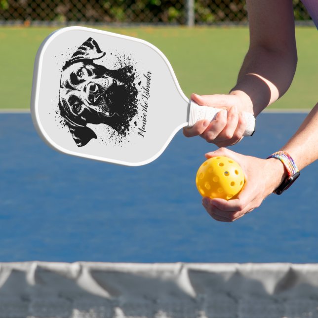 Labrador Splash Art Black Pickleball Schläger (InSitu)