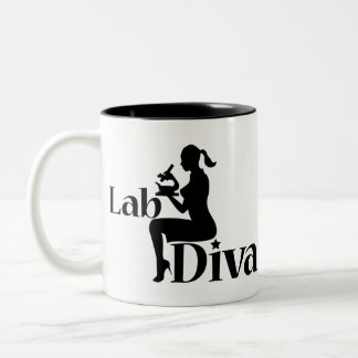Labrador Tech Diva Scientist Gift Girl Silhouette Zweifarbige Tasse