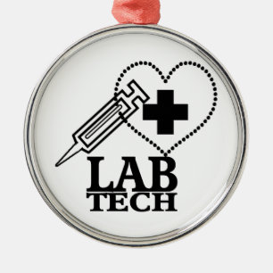 LABRADOR TECH HERZ. SYRINGE LOGO MEDICAL LABORATOR ORNAMENT AUS METALL