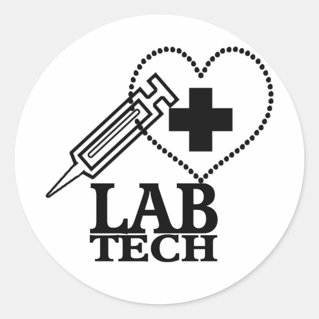 LABRADOR TECH HERZSYRINGE LOGO - LABOR WISSENSCHAF RUNDER AUFKLEBER (Vorderseite)