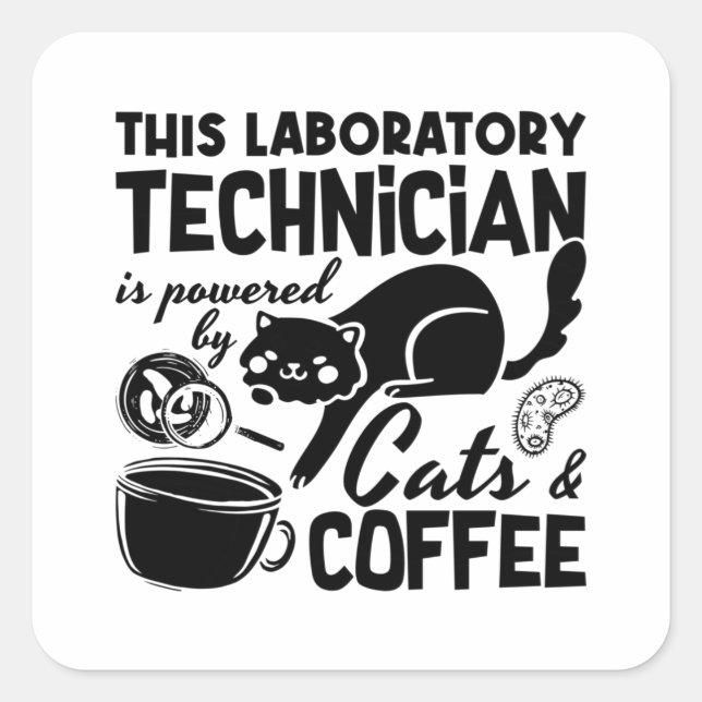 Labrador Tech Labortechniker Cats Kaffeesachlehre Quadratischer Aufkleber (Vorderseite)