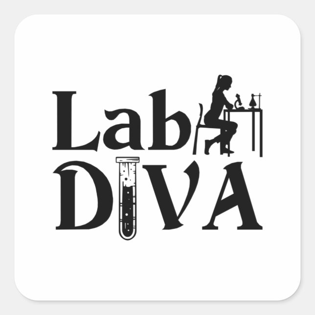 Labrador Tech Labrador Diva Chemist Laboratoriker Quadratischer Aufkleber (Vorderseite)