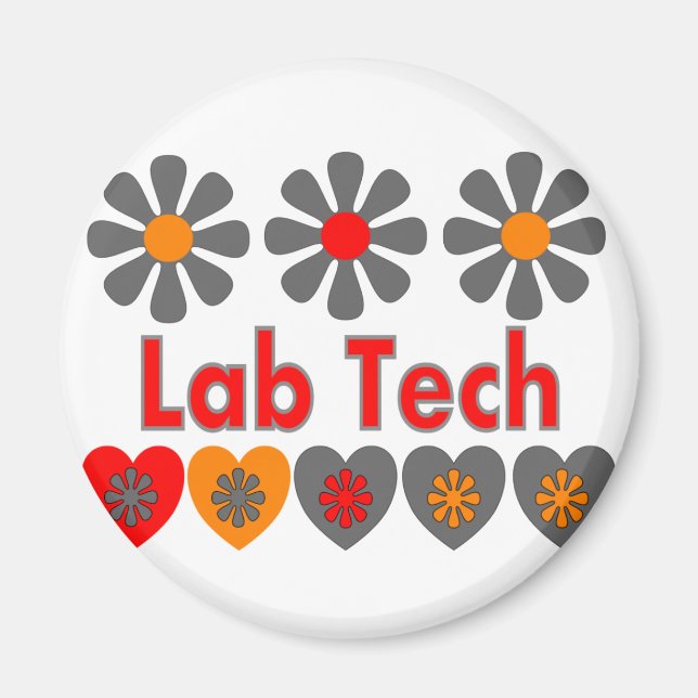 Labrador Tech RETRO-Blume Magnet (Vorne)
