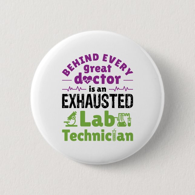 Labrador Technician Medical Technologist erschöpft Button (Vorderseite)