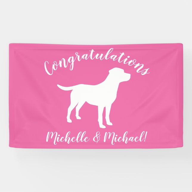Labrador Theme Dog Baby Dusche Pink Labrador Banner (Horizontal)