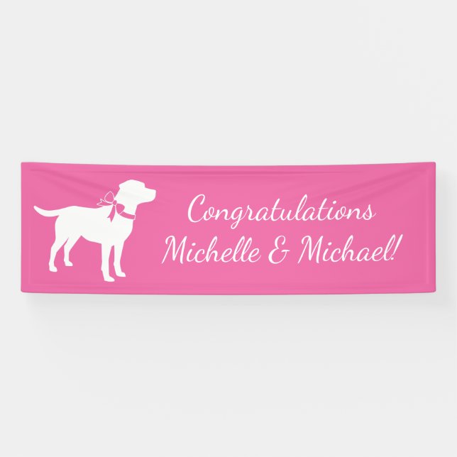 Labrador Theme Dog Baby Dusche Pink Labrador Banner (Horizontal)