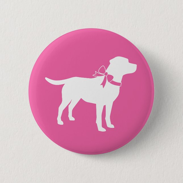 Labrador Theme Dog Baby Dusche Pink Labrador Button (Vorderseite)