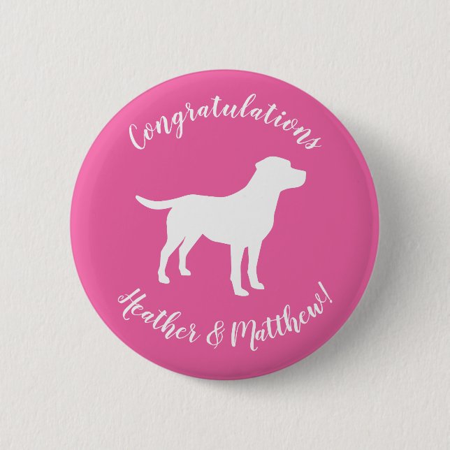 Labrador Theme Dog Baby Dusche Pink Labrador Button (Vorderseite)