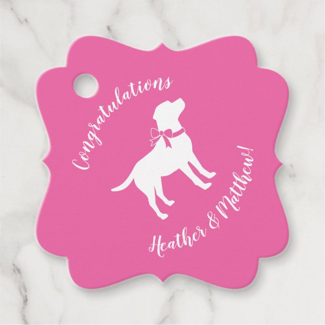 Labrador Theme Dog Baby Dusche Pink Labrador Geschenkanhänger (Vorderseite)