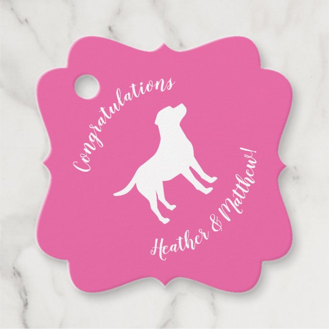 Labrador Theme Dog Baby Dusche Pink Labrador Geschenkanhänger (Vorderseite)