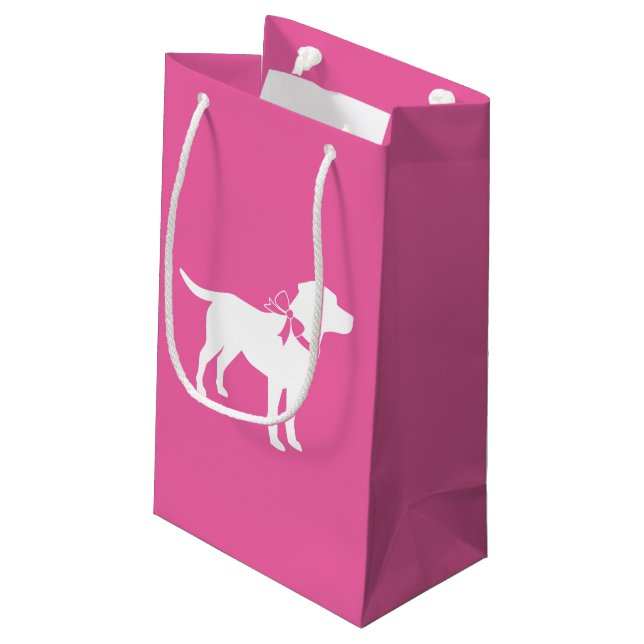 Labrador Theme Dog Baby Dusche Pink Labrador Kleine Geschenktüte (Rückseite Schrägansicht)
