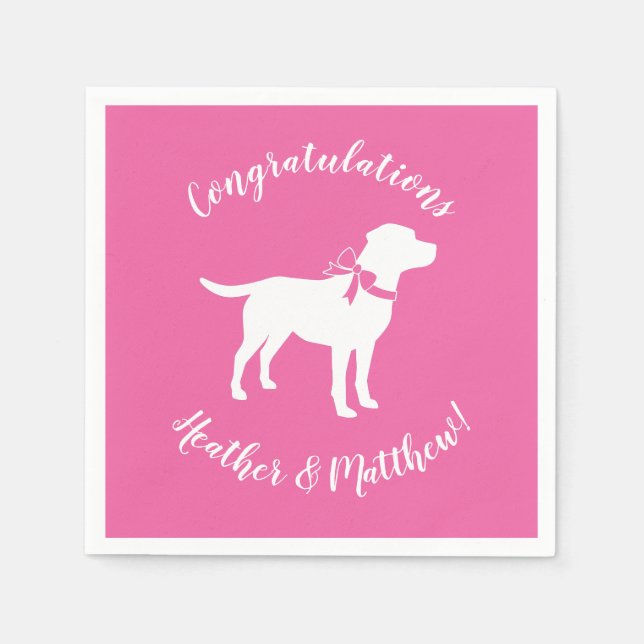 Labrador Theme Dog Baby Dusche Pink Labrador Serviette (Vorderseite)
