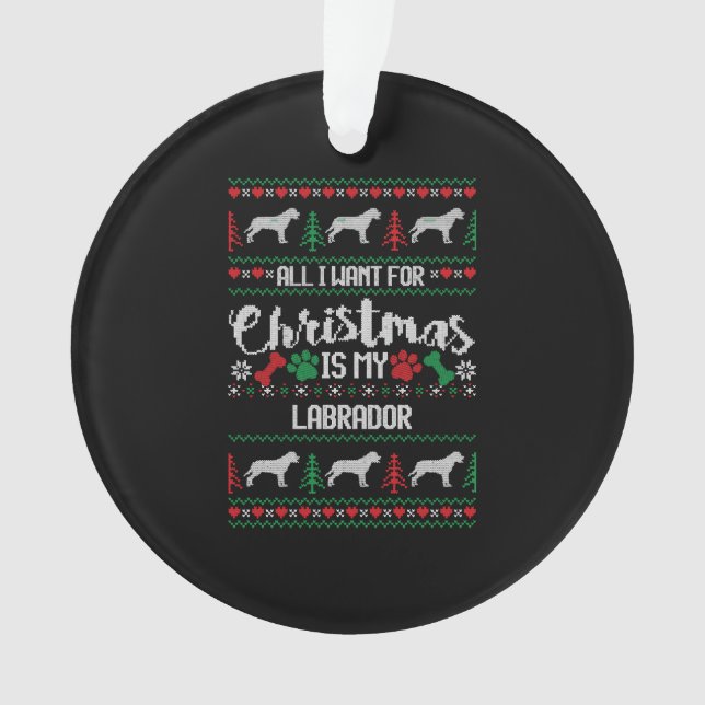 Labrador Ugly Christmas Sweater Labrador Holiday S Ornament (Vorderseite)