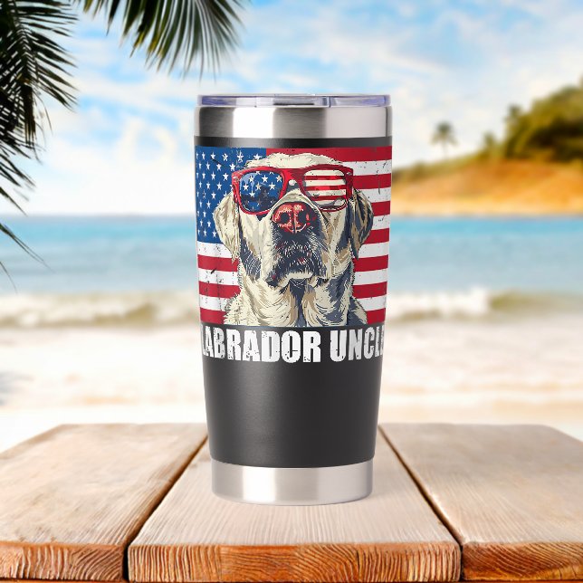 Labrador Uncle Lab US Flag Puppy Dog Lover 4th of  Thermobecher (Strand (gedreht))