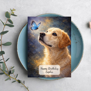 Labrador und blauer Schmetterling Karte