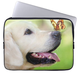 Labrador und Schmetterlingswirbel Kissen Laptopschutzhülle