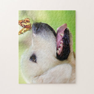 Labrador und Schmetterlingswirbel Kissen Puzzle