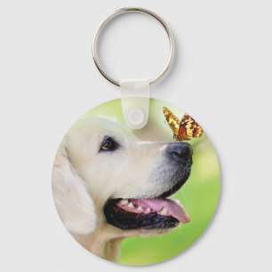 Labrador und Schmetterlingswirbel Kissen Schlüsselanhänger