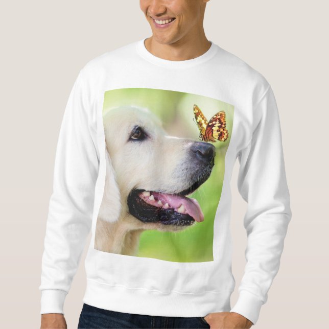 Labrador und Schmetterlingswirbel Kissen Sweatshirt (Vorderseite)