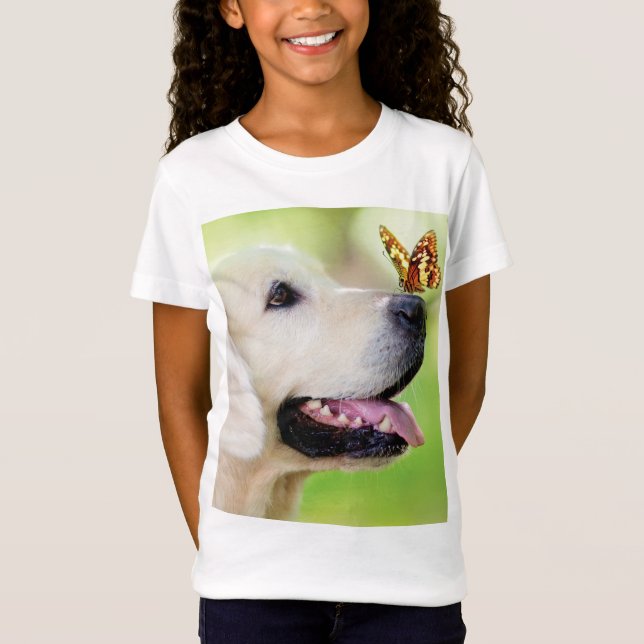 Labrador und Schmetterlingswirbel Kissen T-Shirt (Vorderseite)