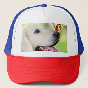 Labrador und Schmetterlingswirbel Kissen Truckerkappe