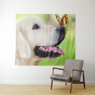 Labrador und Schmetterlingswirbel Kissen Wandteppich