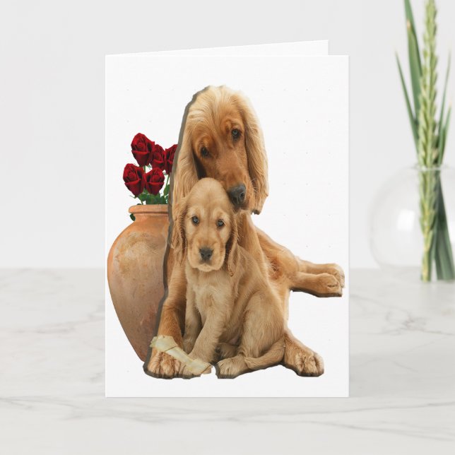 Labrador und Welpen Feiertagskarte (Vorderseite)