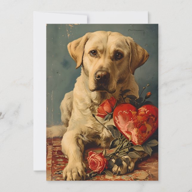 Labrador Vintag Valentinstag Feiertagskarte (Vorderseite)