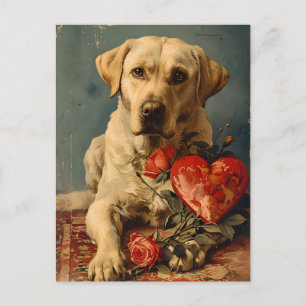 Labrador Vintag Valentinstag Postkarte