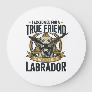 Labrador Wahrer Freund Vintage Hundeliebhaber Desi Große Wanduhr