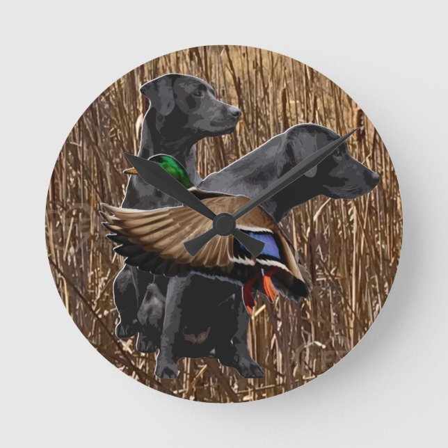 Labrador Wall Décor, Entenjagd groß Runde Wanduhr (Vorderseite)