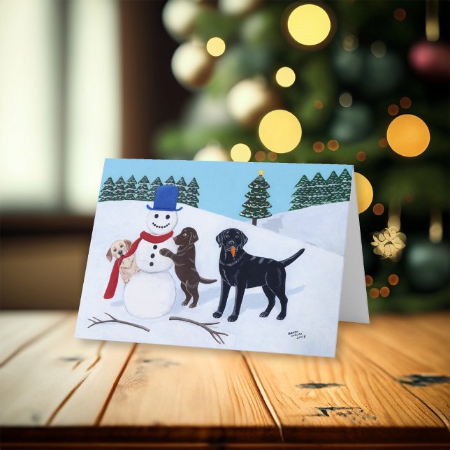 Labrador Weihnachten mit Snowman (Labrador Christmas with Snowman Design Christmas Cards for Labrador Owners.  Delightful Labradors.)
