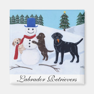 Labrador Weihnachten mit Snowman Magnet