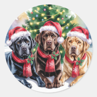 Labrador-Weihnachtsaufkleber Runder Aufkleber